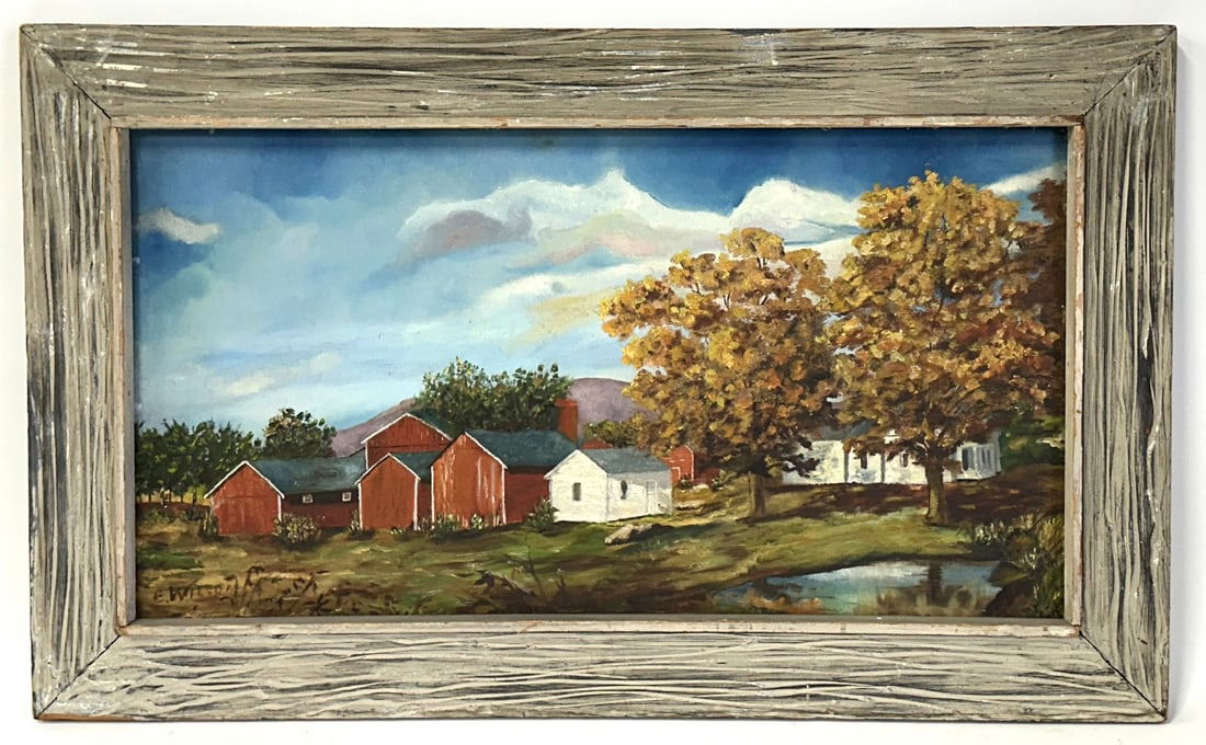 E. Wilson; 20thC. American Oil Barnyard Scene Signed (1 of 6)