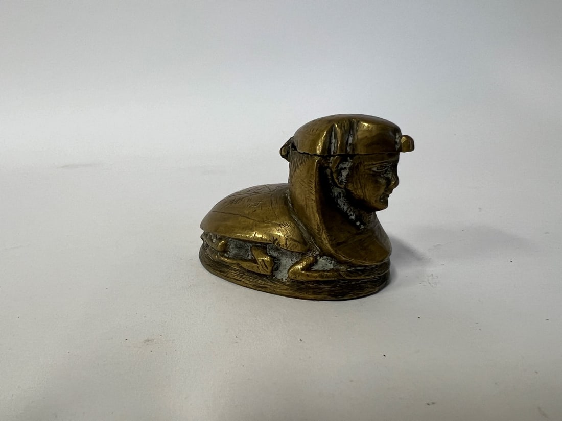 Unusual Antique Bronze Pharoah Inkwell (1 of 5)