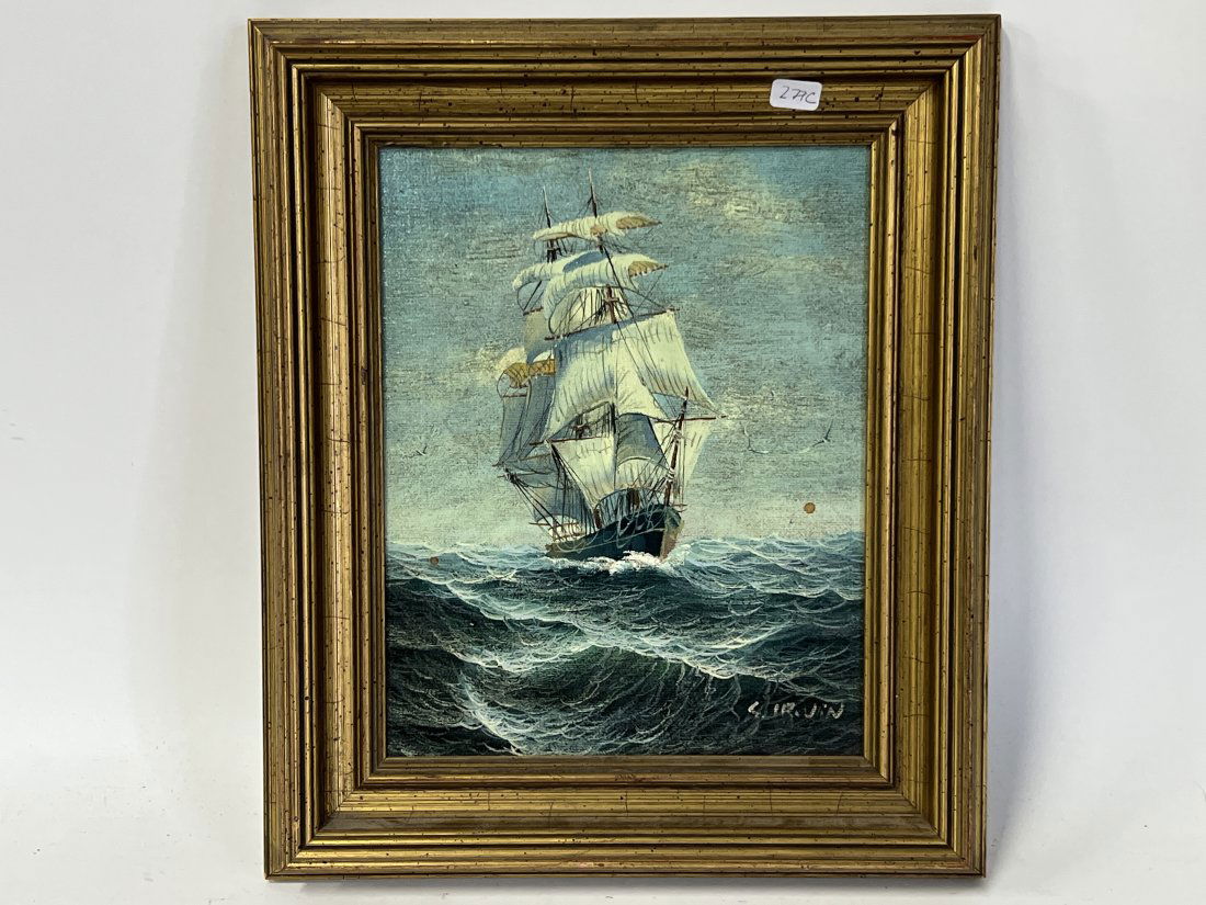 S. Irwin. Oil on Canvas. Ship Painting. Sgd. (1 of 4)