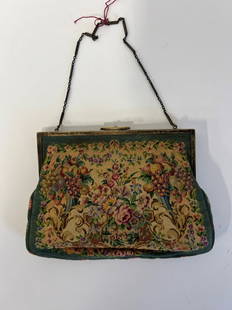 Antique Tapestried Needlework Purse: Formerly property of Mrs. Ola Alexander, Versailles, Kentucky.