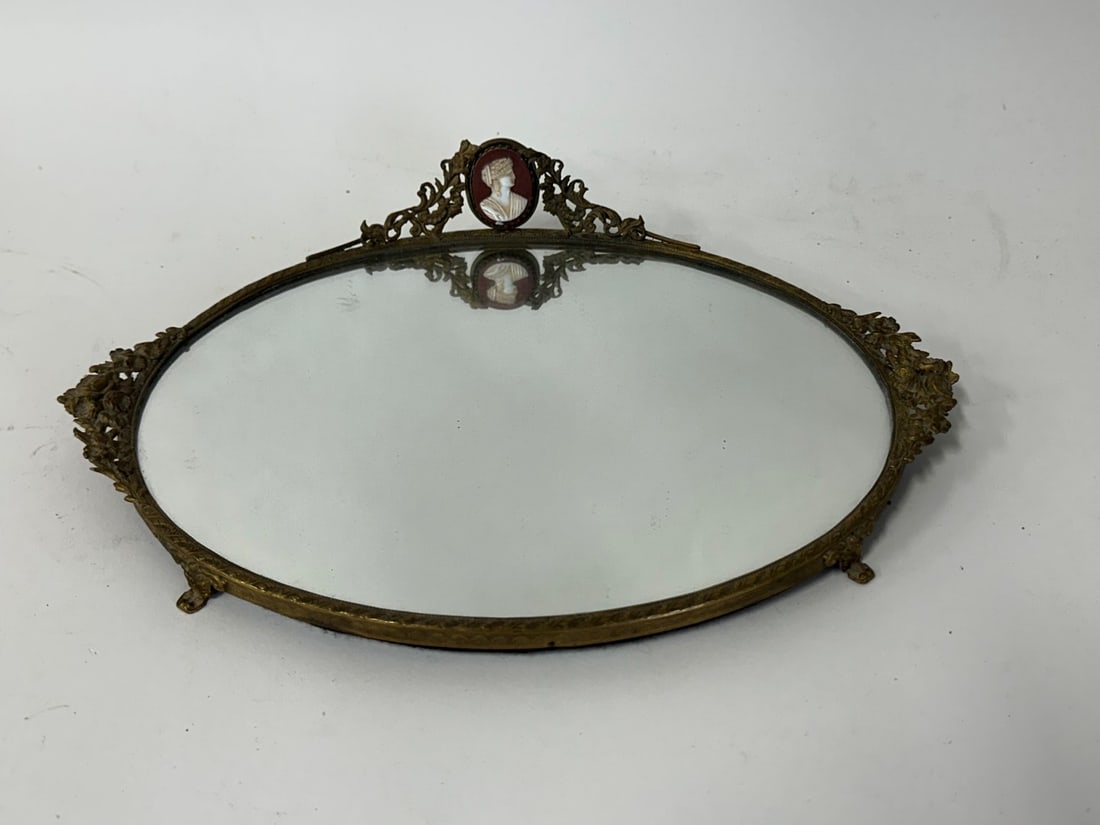 Fancy Ornate Brass Mirrored Plateau (1 of 5)