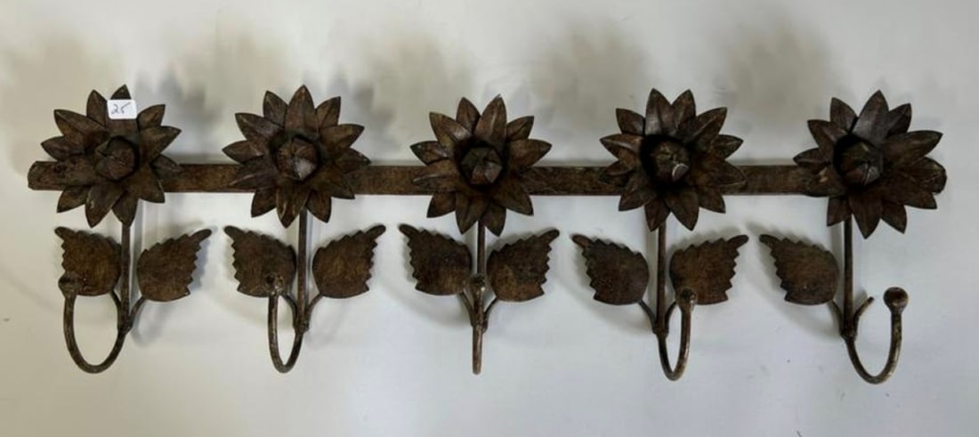Sunflower Coat Rack: Five Hooks. 25"Long