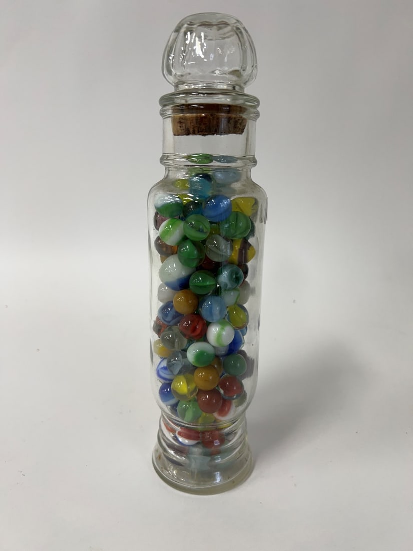 Ornate Glass Jar filled with Marbles (1 of 3)