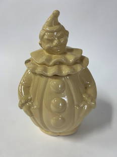 Vintage Clown Cookie Jar: Pottery 12"H.