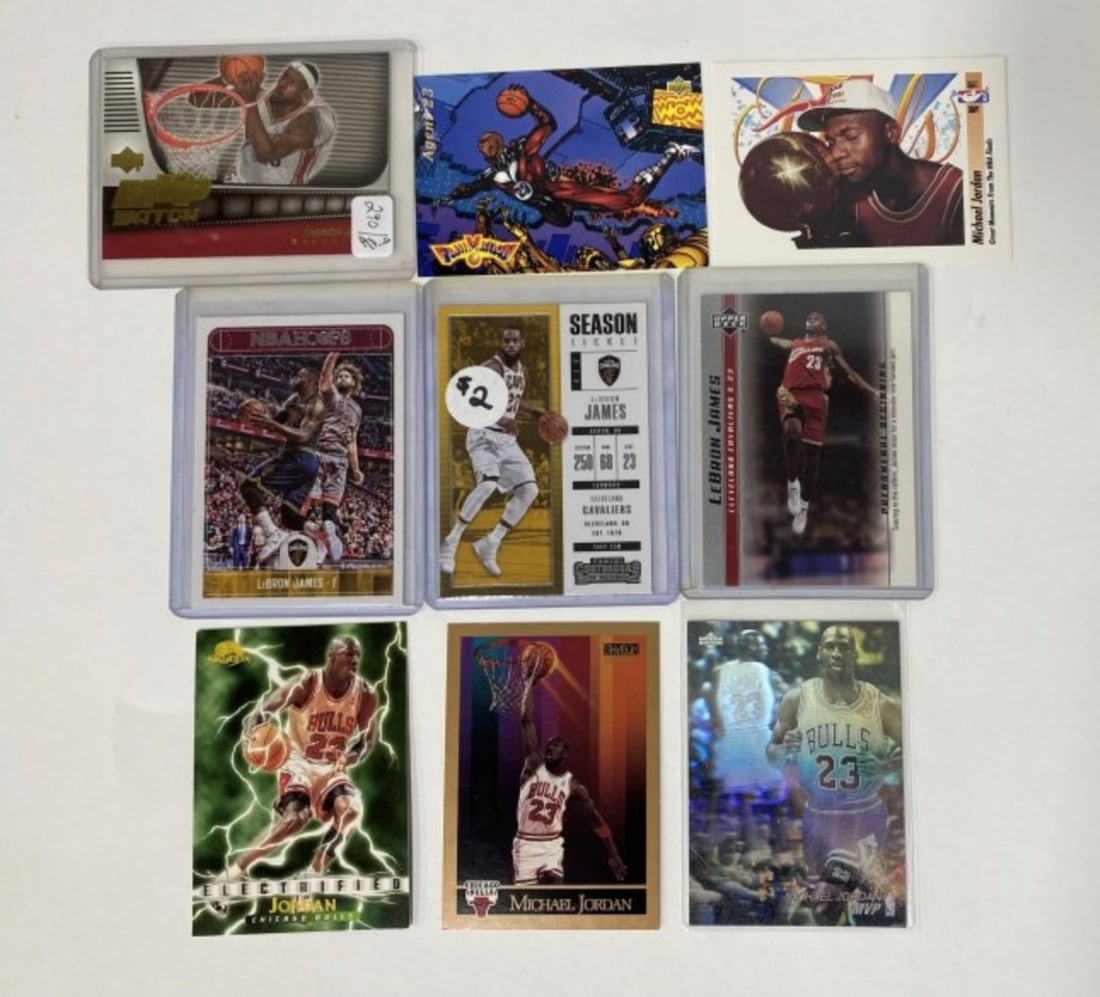 Lot of Nine Basketball Cards inc. Jordan & James (1 of 1)