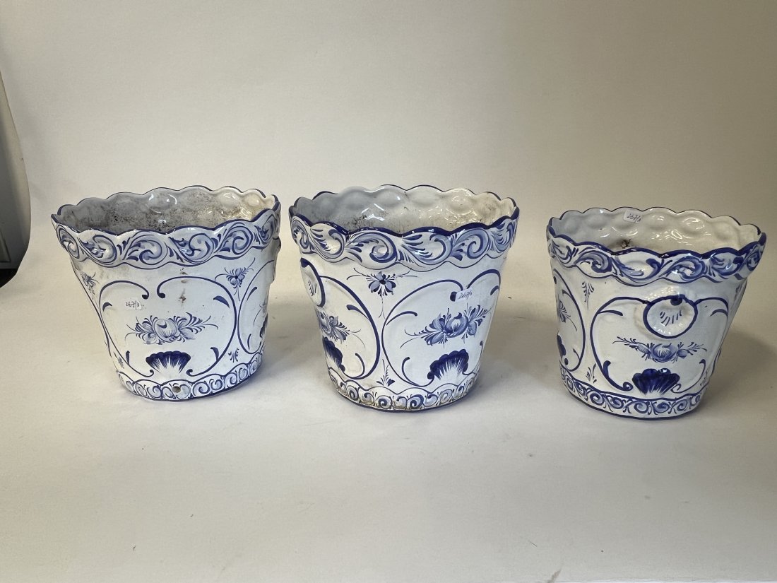 Three(3) Painted Pottery Planters (1 of 2)