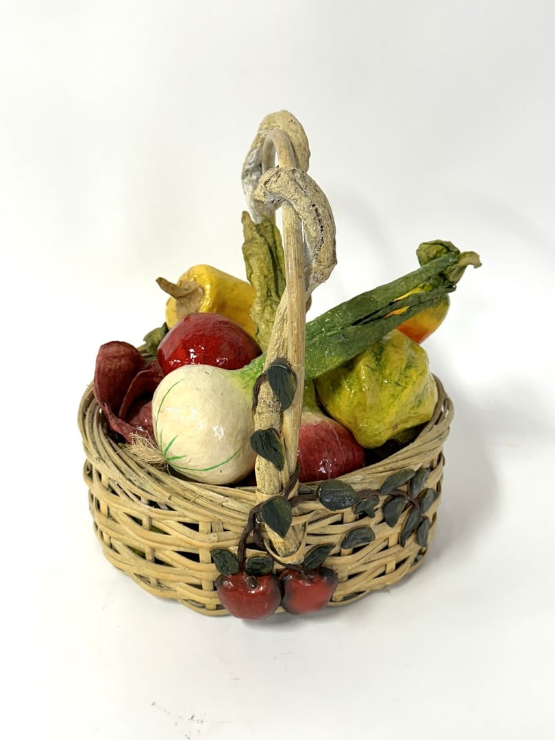 Handmade Wicker Basket of Papier Mache Vegetables (1 of 3)