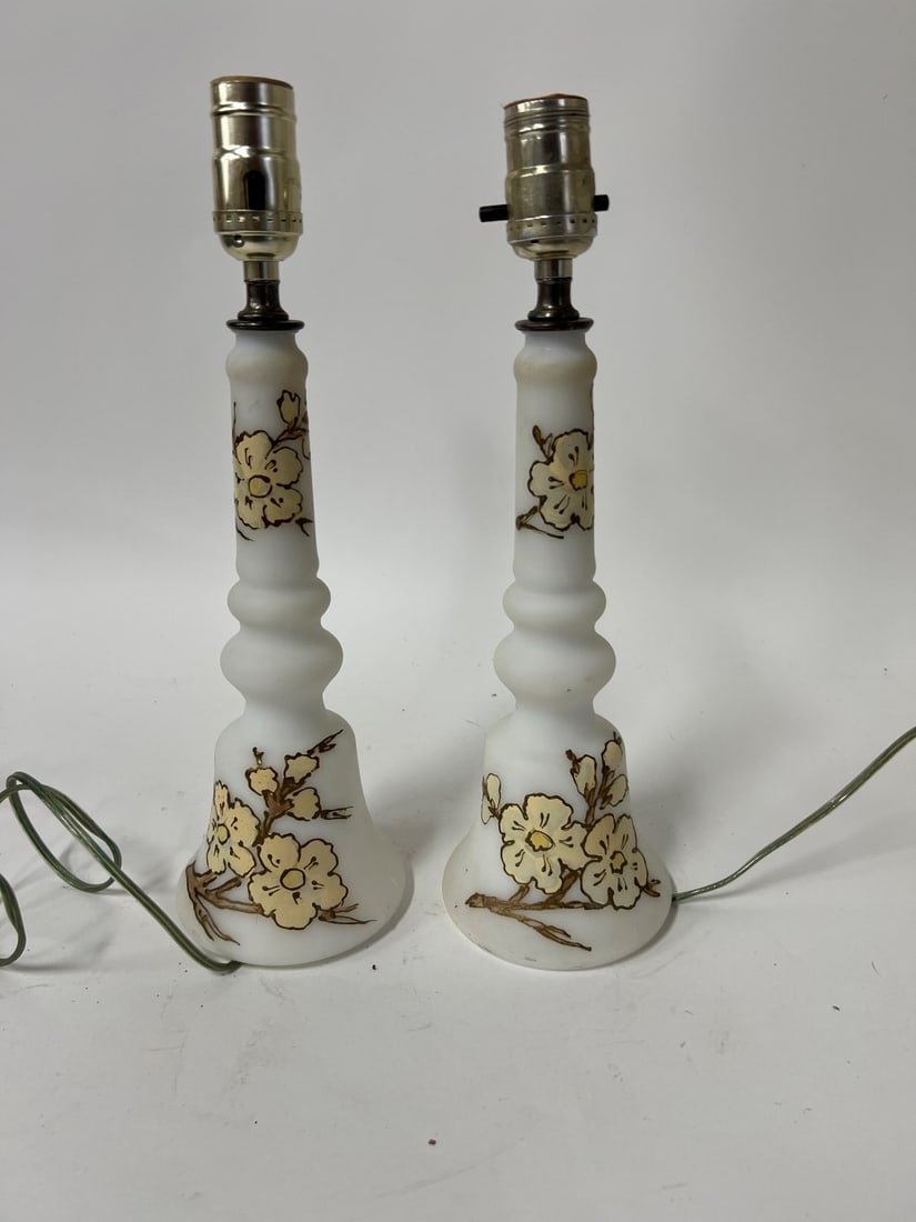 1920-1940 Milk Glass Lamps (2): Two in the lot. 14"H