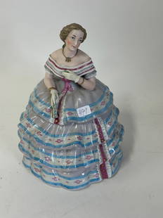 French Hand Painted Porcelain Cookie Jar: Hand painted porcelain cookie jar; 10in.H. x 7in.W.