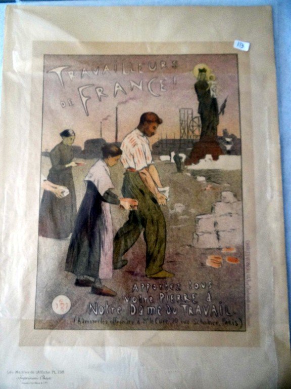 Les Maitres de l'Affiche: Pl. 198 Travailleurs de France! Notre Dame Cathedral. Moreau Nelaton 15 5/8" x 11 3/8"W