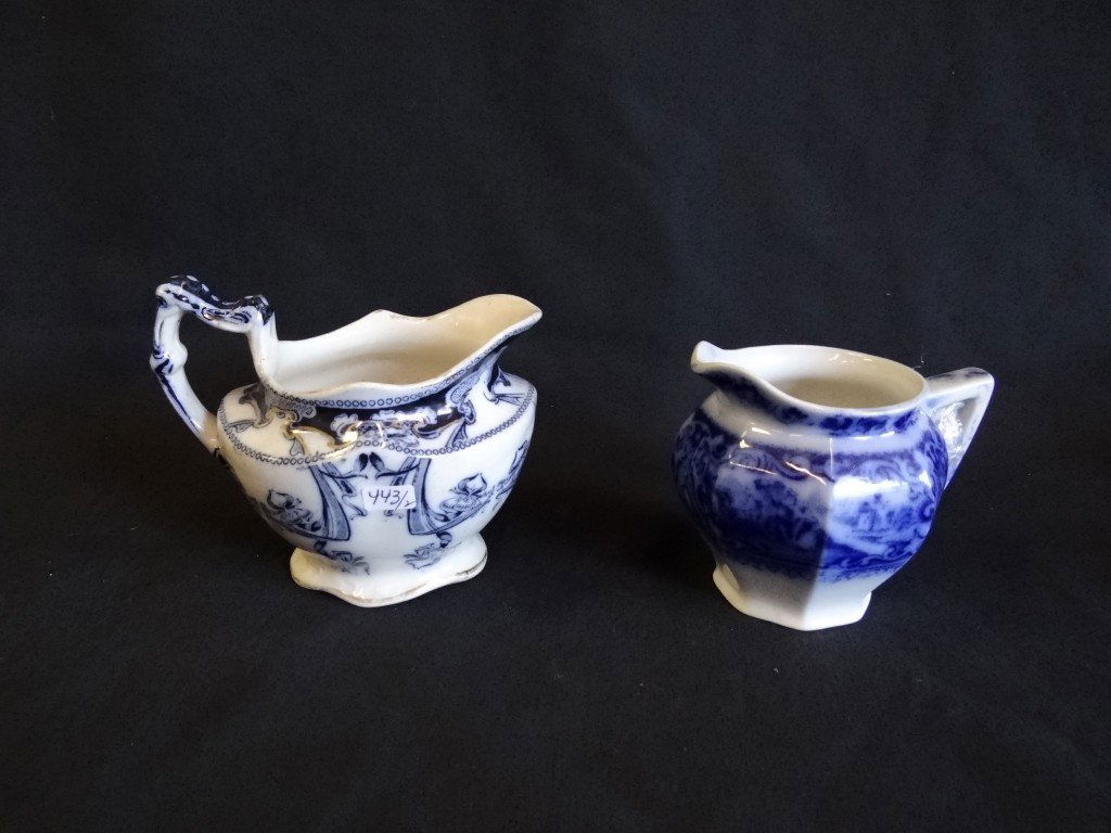 Two Flo-Blue Porcelain Creamers: 4.5"H