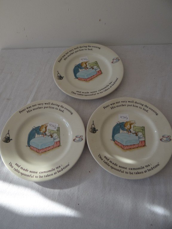 Wedgwood Children's Plates (3): Three Wedgwood children's plates, all Peter Rabbit 6 3/4"