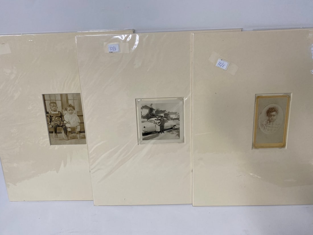 Black History Cartes de Visite, Silver Gelatin Photos (3): With extensive history and idenitification. J. E, Smith 19th C. Bordertown, NJ. carte de visite black child ; Speith C. 1900 Centralia, Illinois "Cletus and his Sister in the Nursery, silver gelatin p