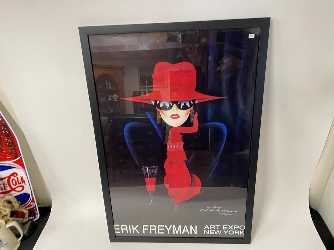 Erik Freyman Art Expo NY Poster: Autographed to Gary Best Wishes E. Freyman '92 and .93 Framed 38"H x 26"W