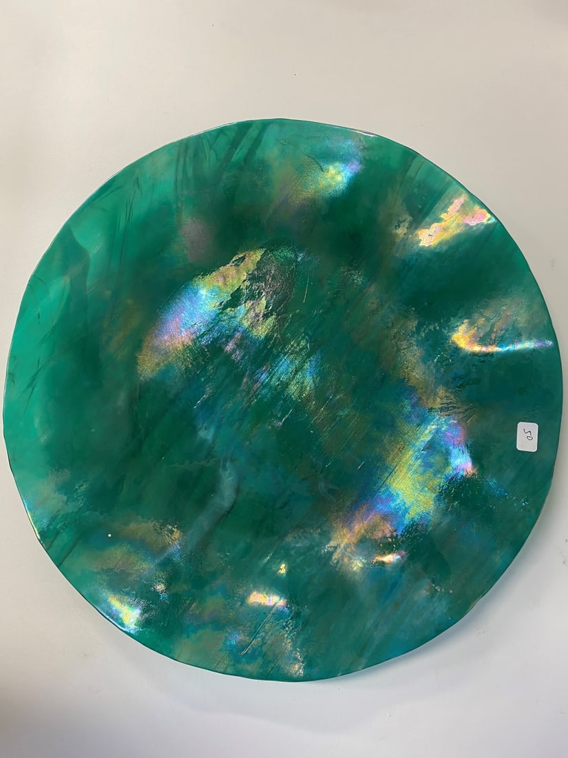 Attr. Loetz. Art Glass Charger: 14 1/2" D/
