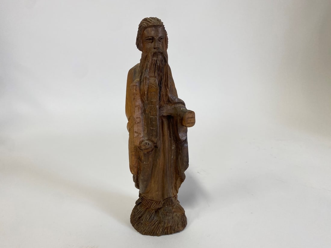 Antique Wood Carved Figure An Elder: 9 1/2"H