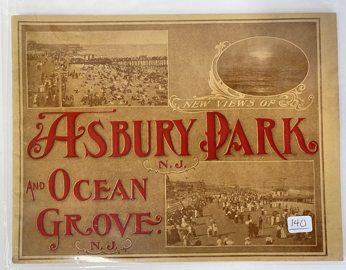 Asbury Park & Ocean Grove N.J. Travel Book: 55 New Views from the lastest and best photographs of Abury Park, N. J. and Ocean Grove N.J. Published and Compiled by Heath Novelty Co. Asbury Park, N.J. Most pages have just one full page photo or 2