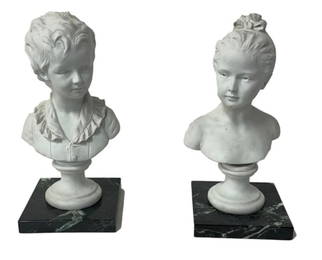 Jean Antoine Houdon . (After) Pr. Bisque Busts