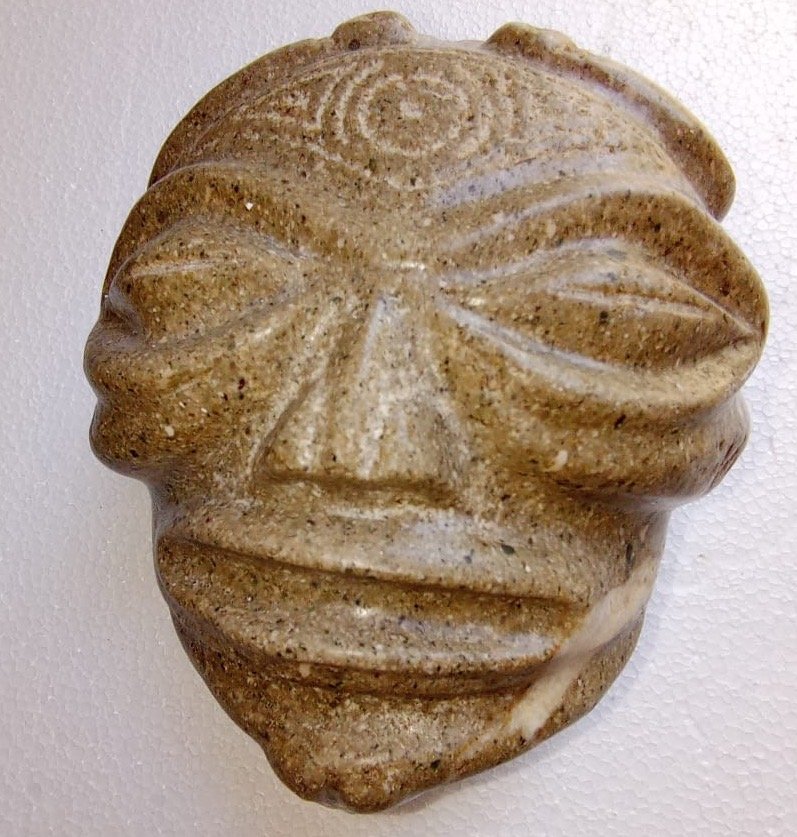 Stone Maskette Caribbean Islands: 800-1500 AD 7 1/2"L x 6"W