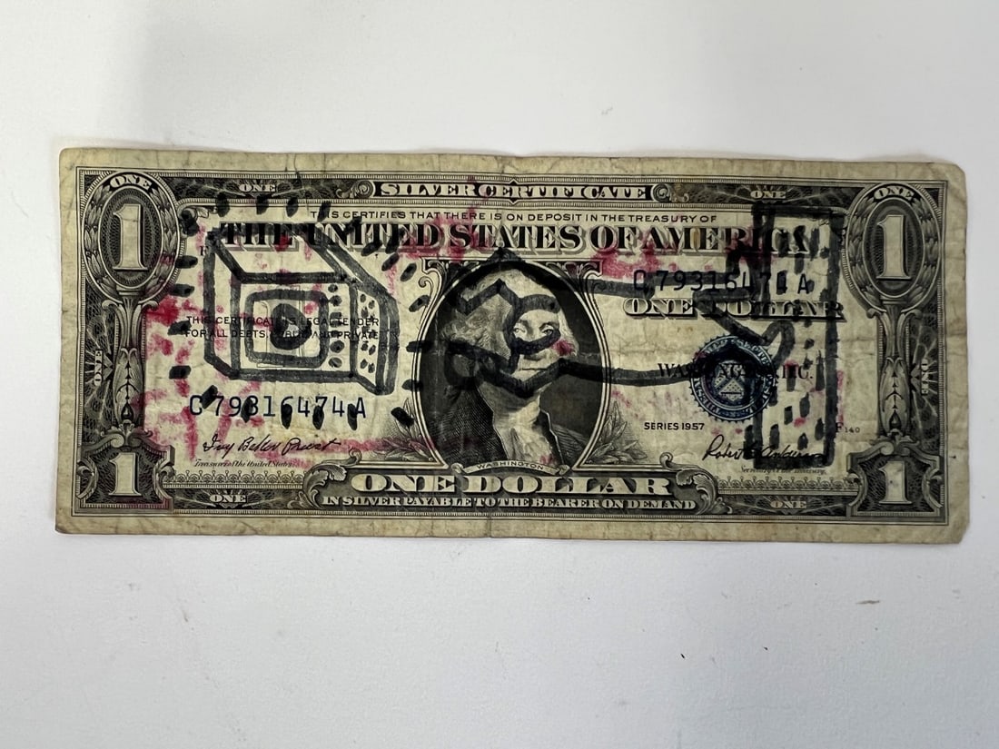 One Dollar Bill Sgd. Keigh Haring & w/Drawings (1 of 2)