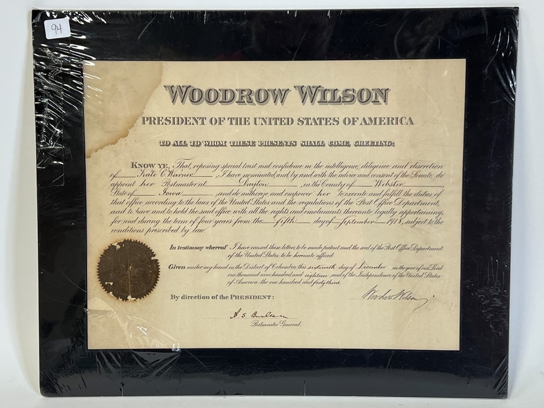 Woodrow Wilson Document Iowa 1918 (1 of 4)