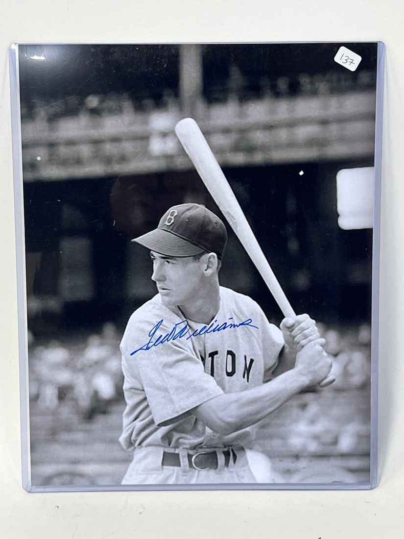Ted Williams Signed Photograph.: Certificate of Authenticity. Protective sleeve. 11" x 14"