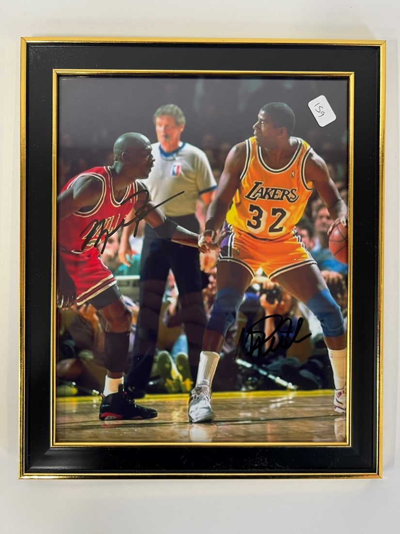 Michael Jordan. Magic Johnson Sgd. Photo (1 of 3)