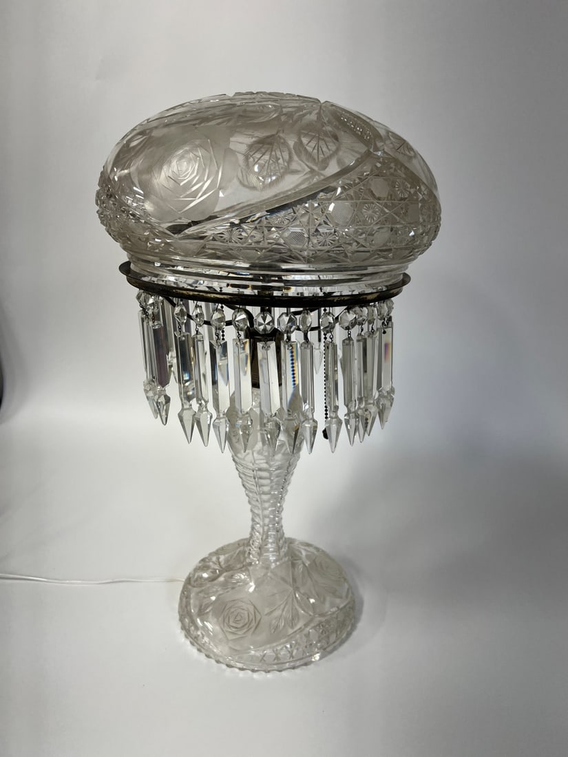 Fine Antique Cut Glass Table Lamp (1 of 4)