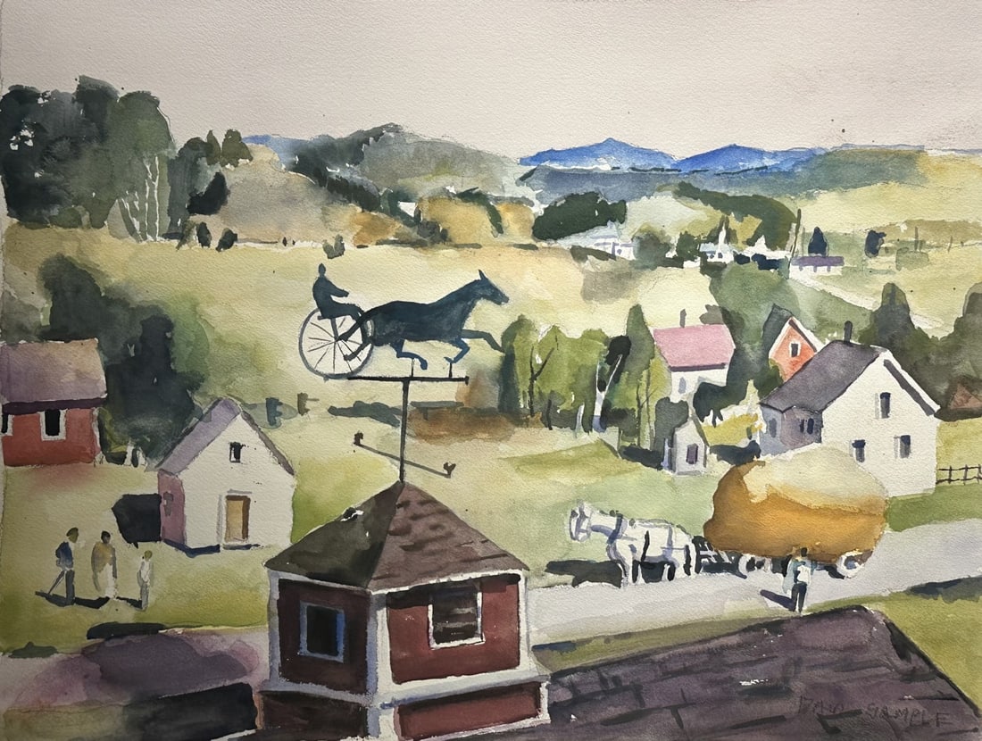 Paul Sample; 20thC. American Watercolor Signed: Paul Starrett Sample (1896 - 1974) watercolor on paper. Vermont Panorama. Signed lower right; 15.25in. x 20in.(image), 21in. x 26in.(framed)