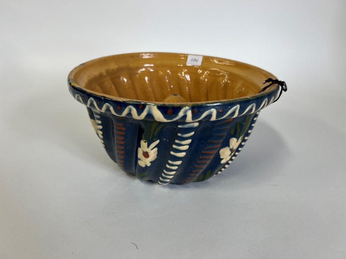 Decorated Yellowware Cake Mold (1 of 3)