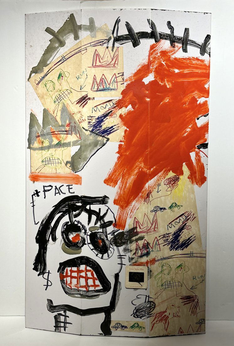 Jean-Michel Basquiat(attributed to); Mixed Media on Metal Panel (1 of 7)
