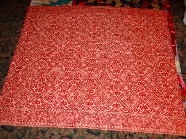 Red and White Coverlet: Red and white Coverlet. Size to be posted on Monday.