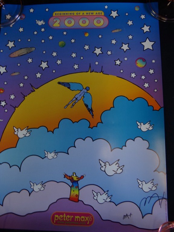 Peter Max print: Poster. Beginning of a New Age- 2000. Hand signed