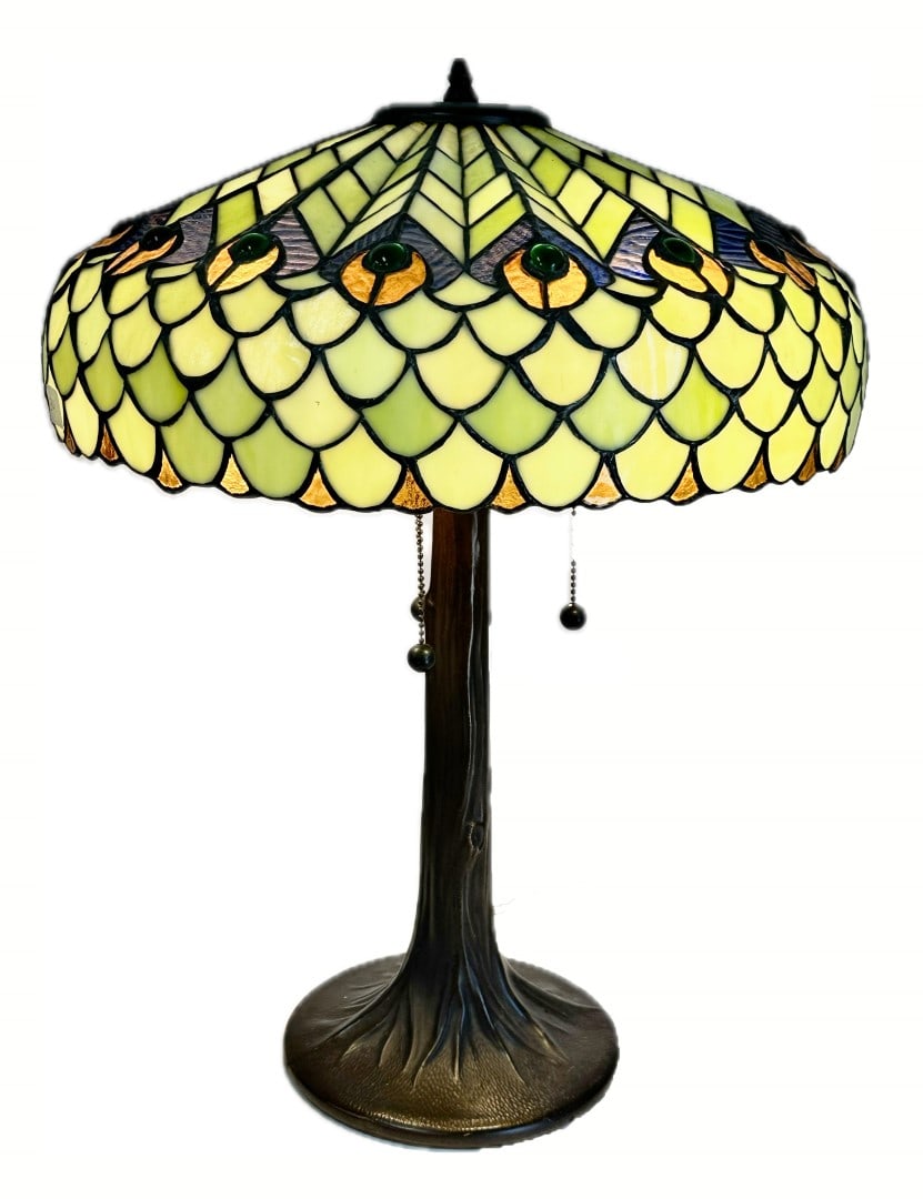 Art Deco Leaded Peacock Lamp (1 of 5)