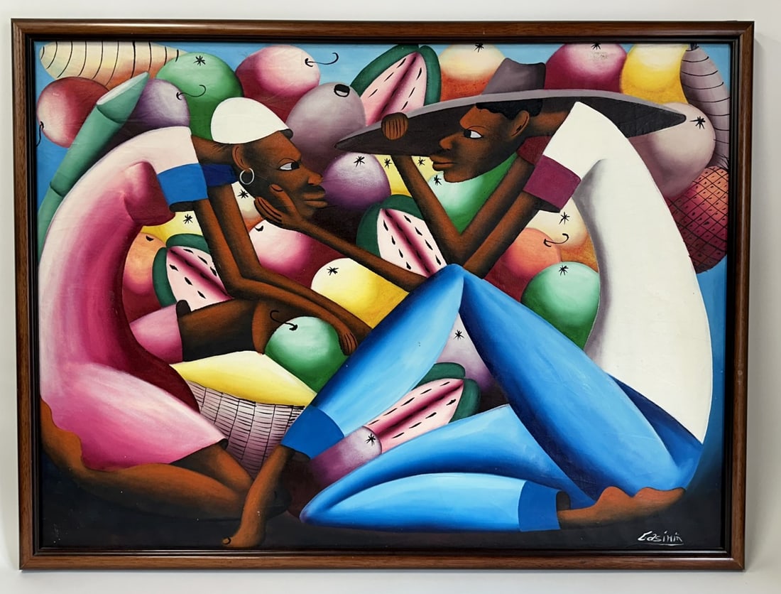 Laurent Casimir; 20thC. Haitian Oil The Melon Patch Signed (1 of 4)