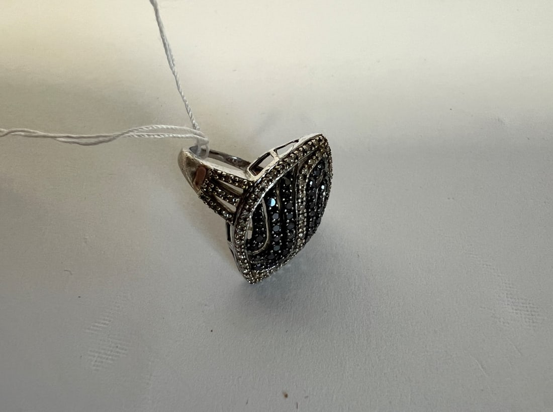 925 Marked Cocktail Ring: Marcasites. Marked 925 and with unkown maker;s mark