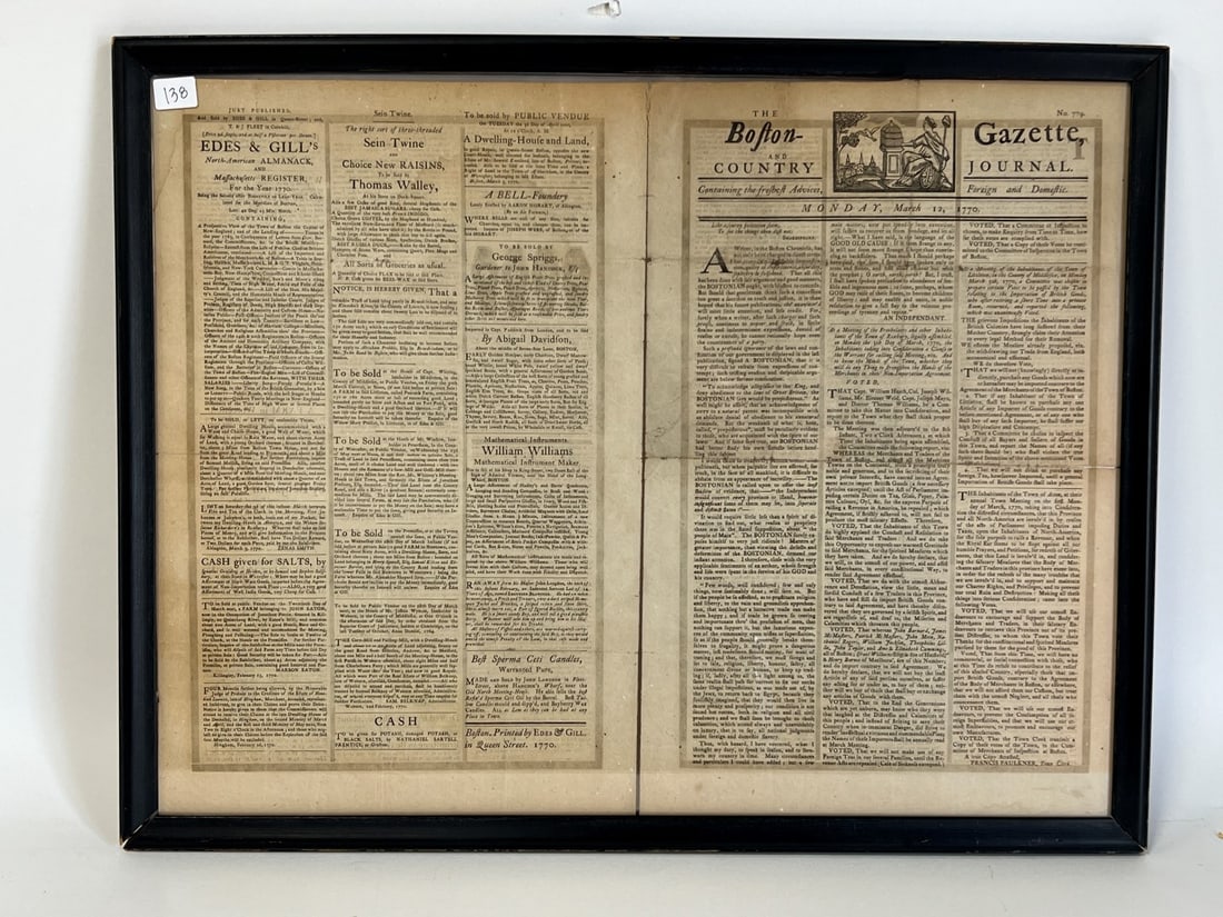 1770 Boston Massacre in Boston Gazette (1 of 3)