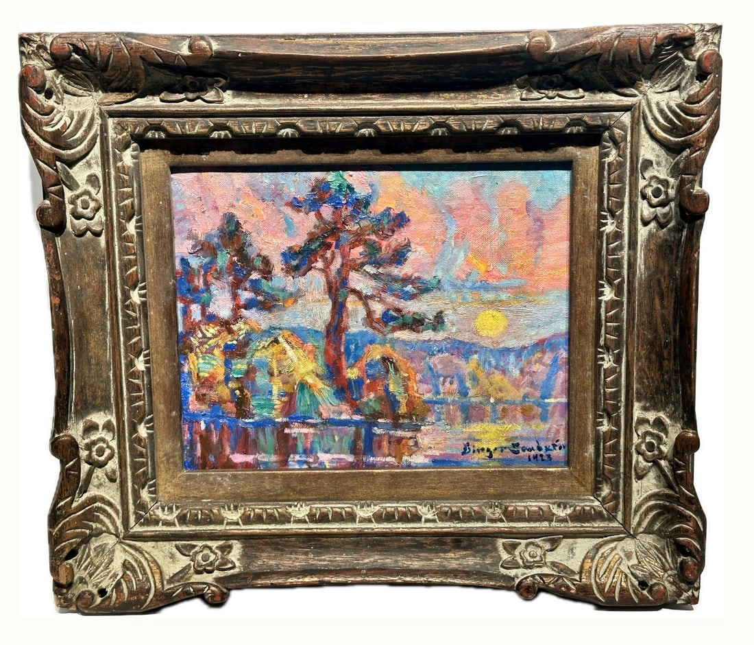 Birger Sandzen; American Oil Moonrise over the Lake Signed (1 of 8)