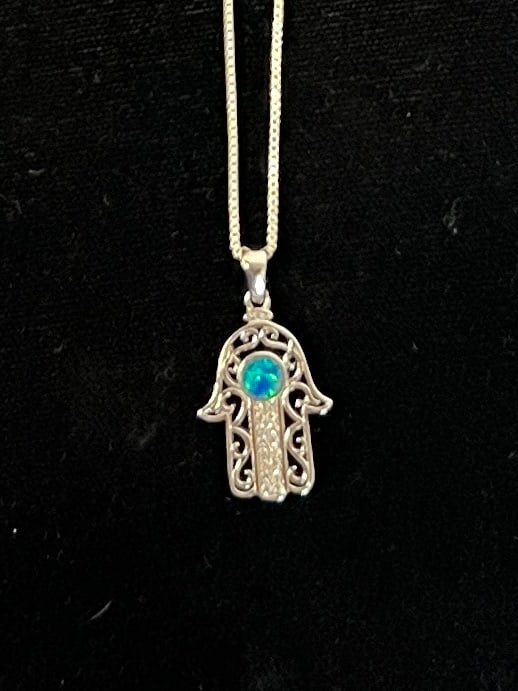 Sterling Silver Hamsa Hand Necklace (1 of 2)