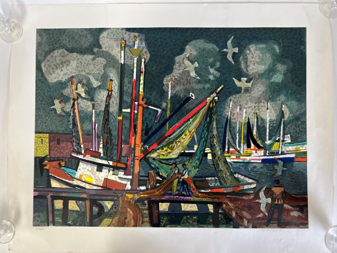 Millard Sheets Ltd. Ed. Litho Sgd.: Numbered 142/500 . With seal in paper lower left. Signed Millard Sheets in pencil 27"H x 35"