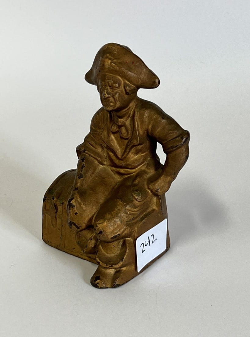 Cast Iron Doorstop. Man in Hat: 6"H