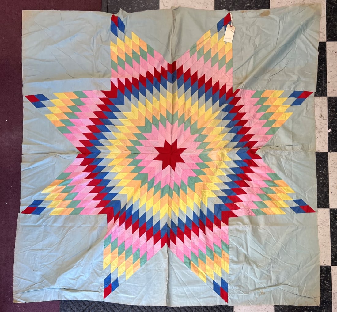 Antique Star Patchwork Quilt Top (1 of 2)