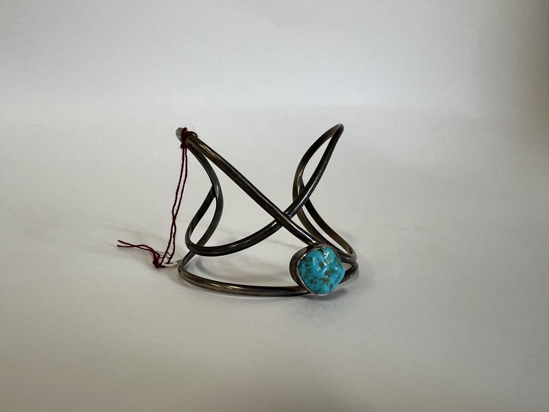 Sterling Silver and Turquoise Antique Cuff Bracelet (1 of 2)