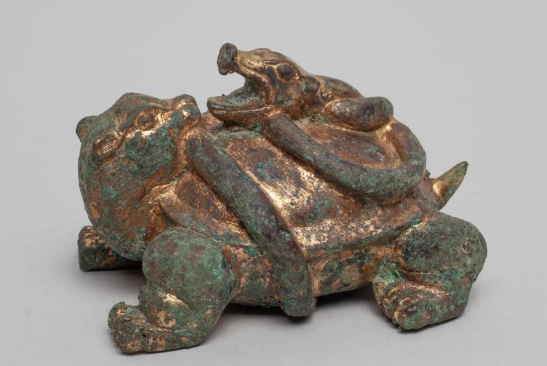 Tang Dynasty Gilded Bronze Scroll Weight (1 of 4)