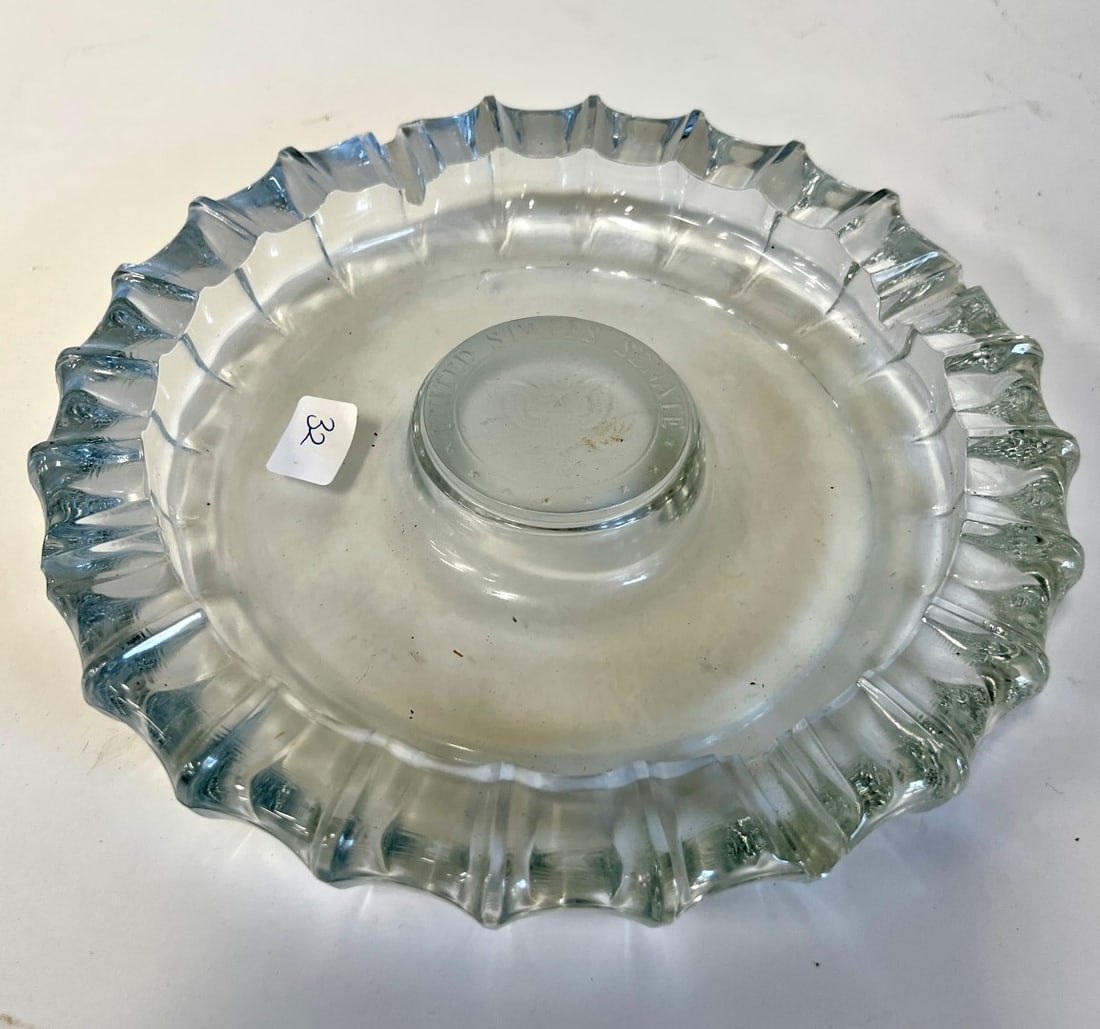 Lalique Style U.S. Senate Ashtray: U. S. Senate with seal at the central area. 10"W
