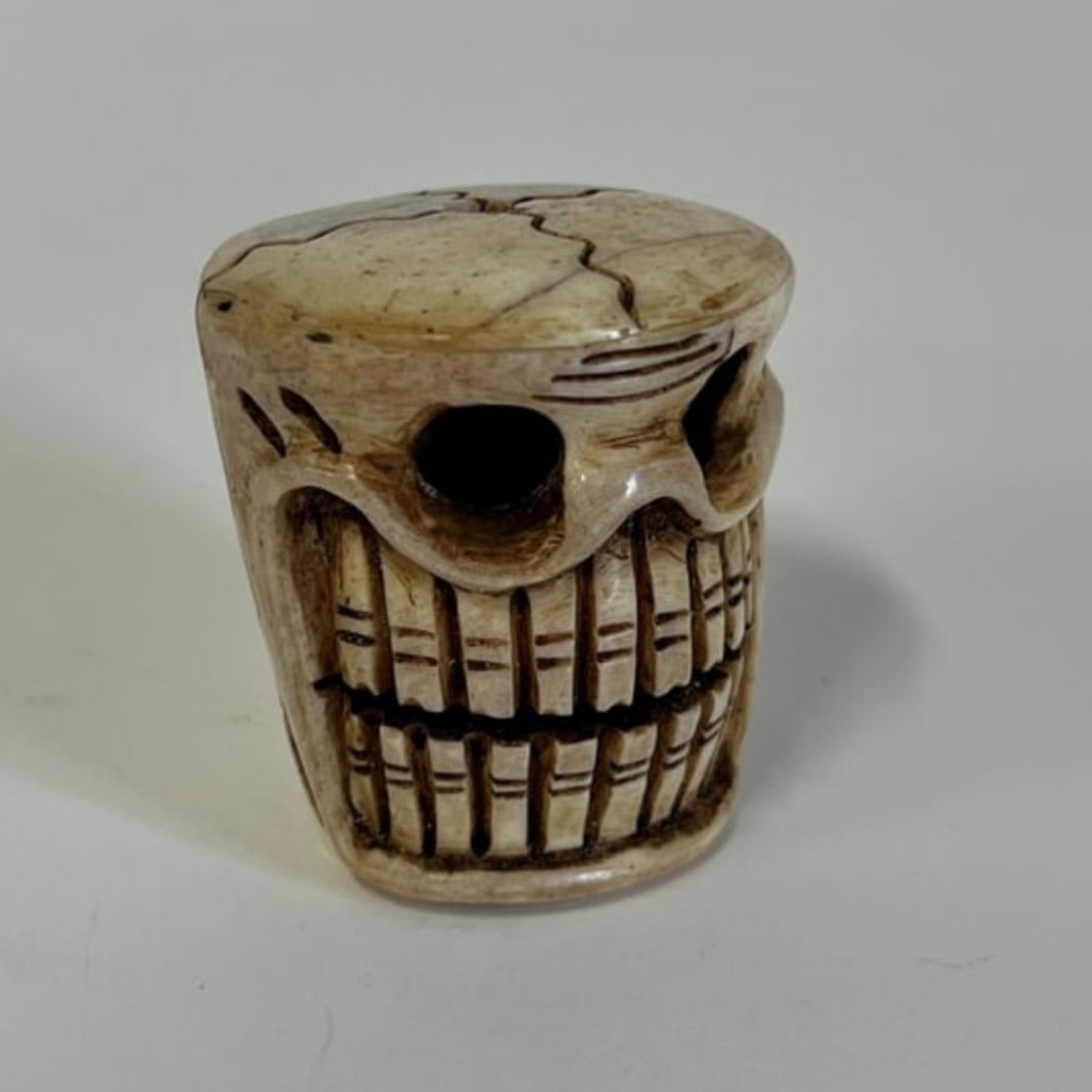 Antique Carved Tibetan Skull Toggle (1 of 5)