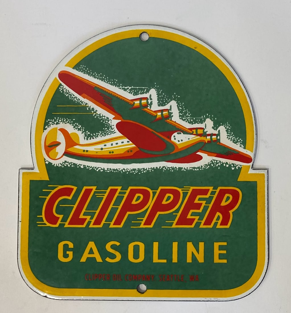 Clipper Gasoline Enamel Sign (1 of 1)