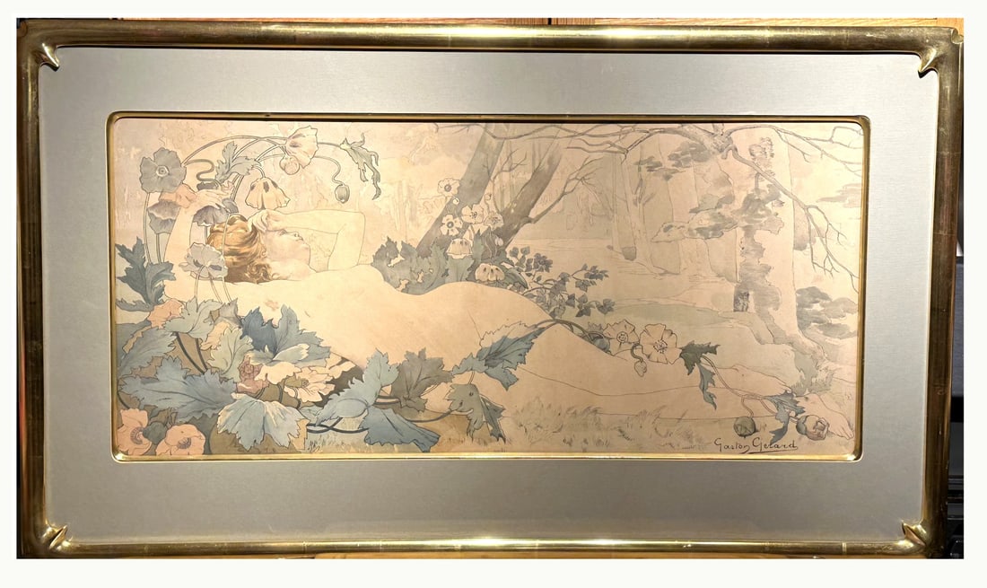 Gaston Gerard; Important French Color Lithograph Poster Spring Idyll Signed (1 of 8)