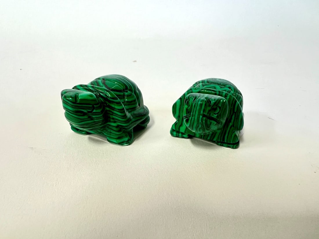 19th C. Chinese Malachite Turles, Pr. (1 of 2)