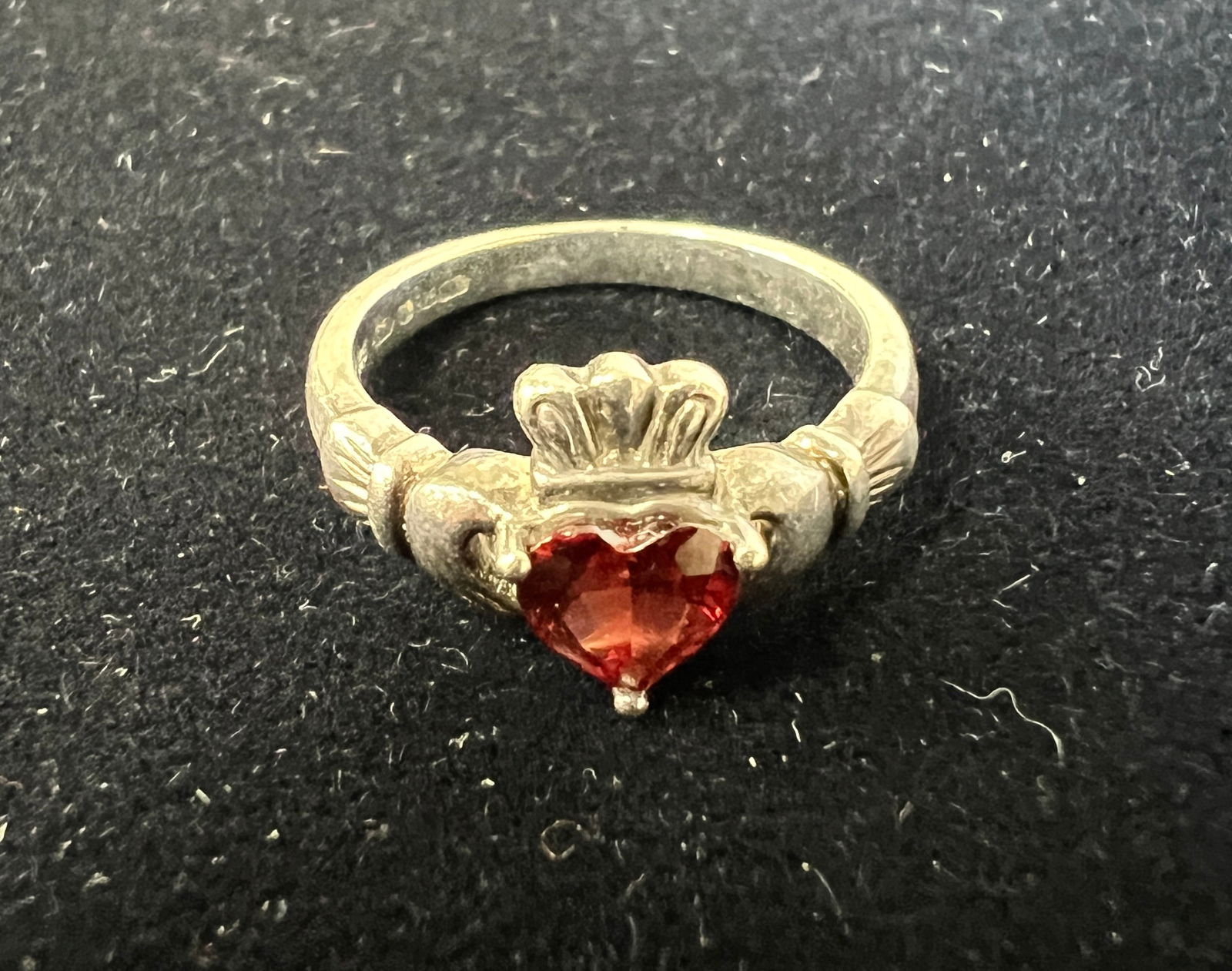 Sterling Silver Chaddagh Ring with Ruby (1 of 1)